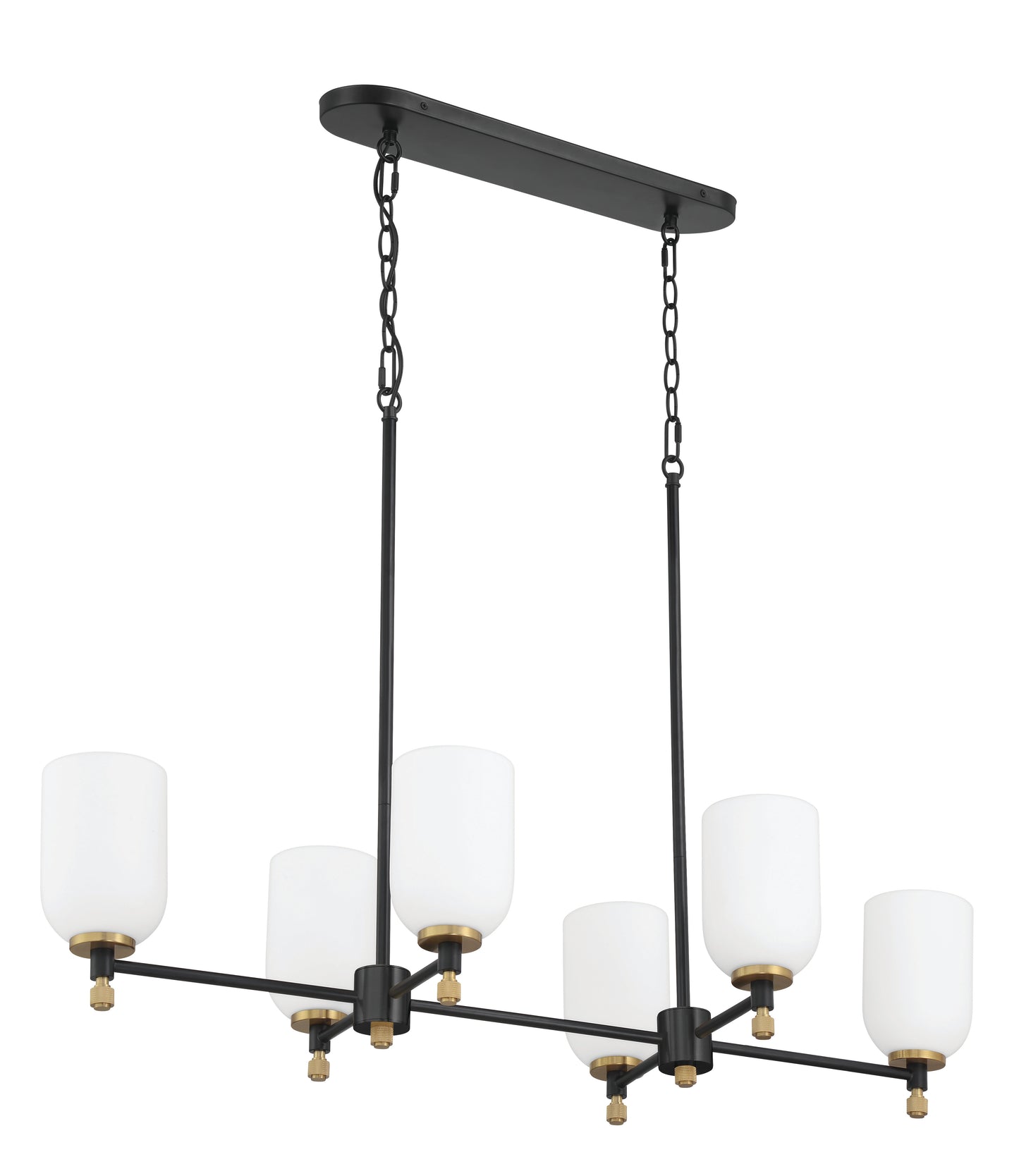60376-FBSB - Council 6 Light 15" Wide Island Light - Flat Black / Satin Brass