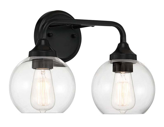 56202-FB - Glenda 2 Light 14.75" Wide Vanity Light - Flat Black