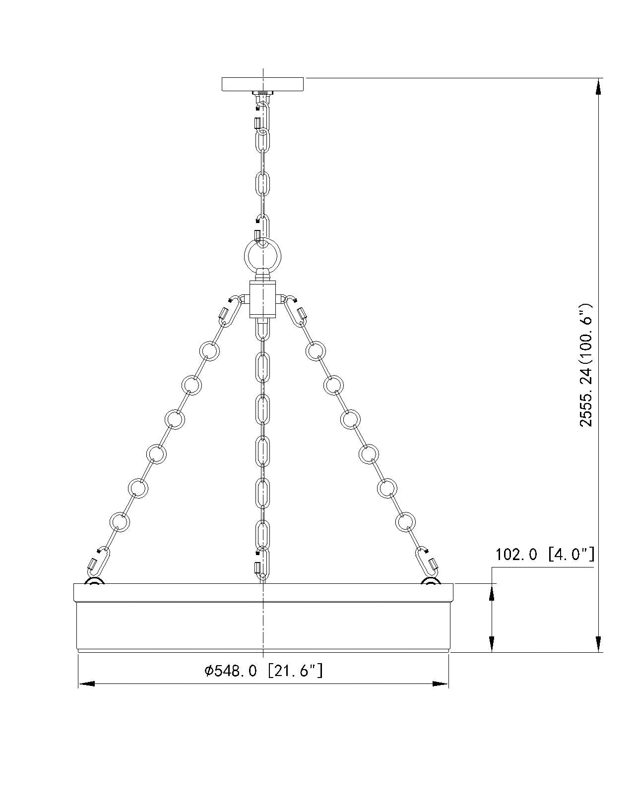 1944P22-RB-LED - Anders 3 Light 22" Chandelier - Rubbed Brass