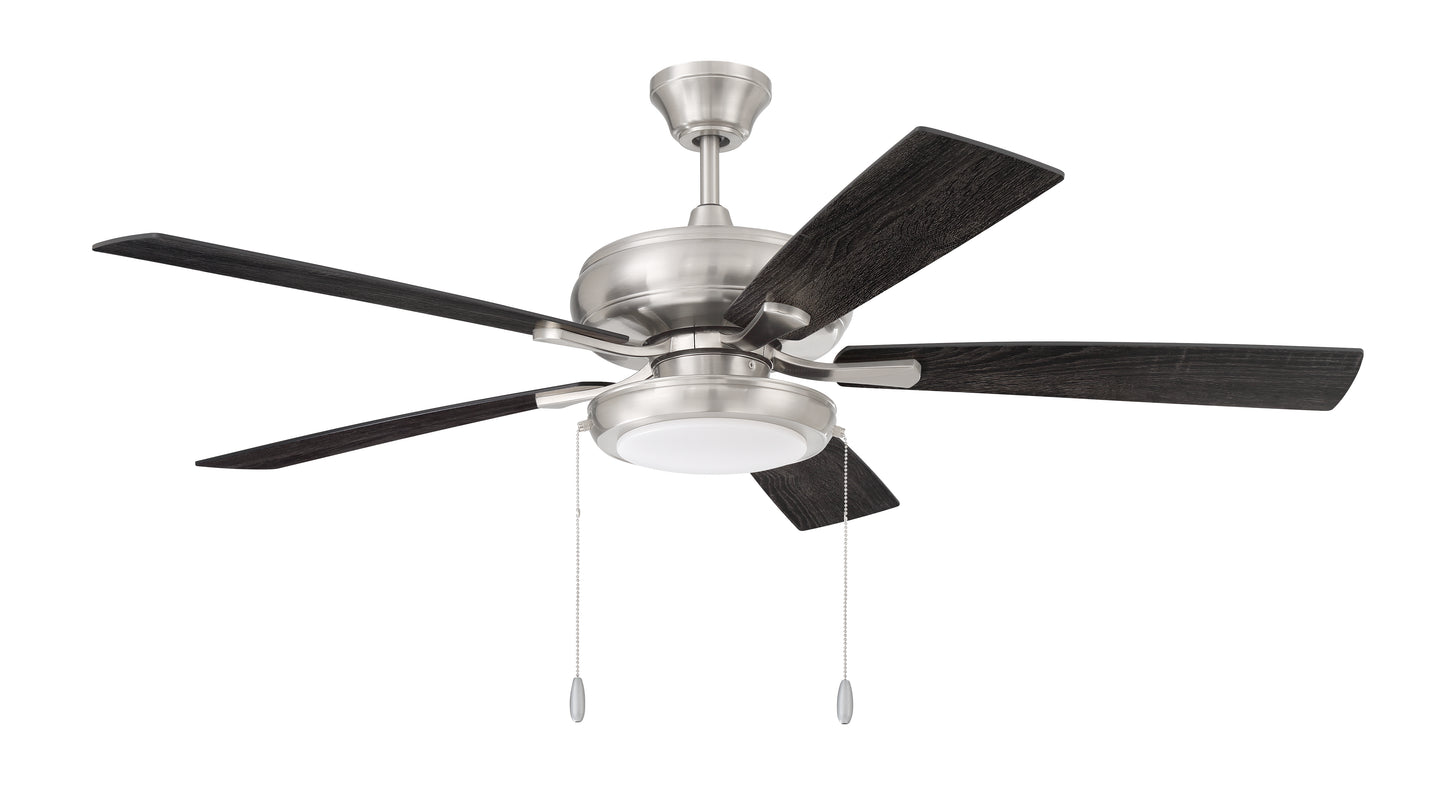 ECF119BNK5-BNGW - EOS Low Profile 1 bulb Frosted White 52" Ceiling Fan 52" 5 Blade Ceiling Fan with Light Kit - Brushed Nickel