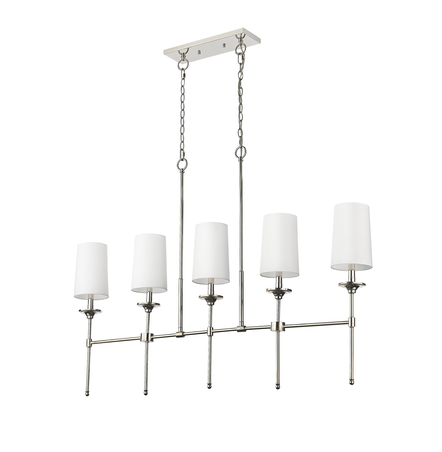 3033-5L-PN - Emily 5 Light Linear 51" Chandelier - Polished Nickel