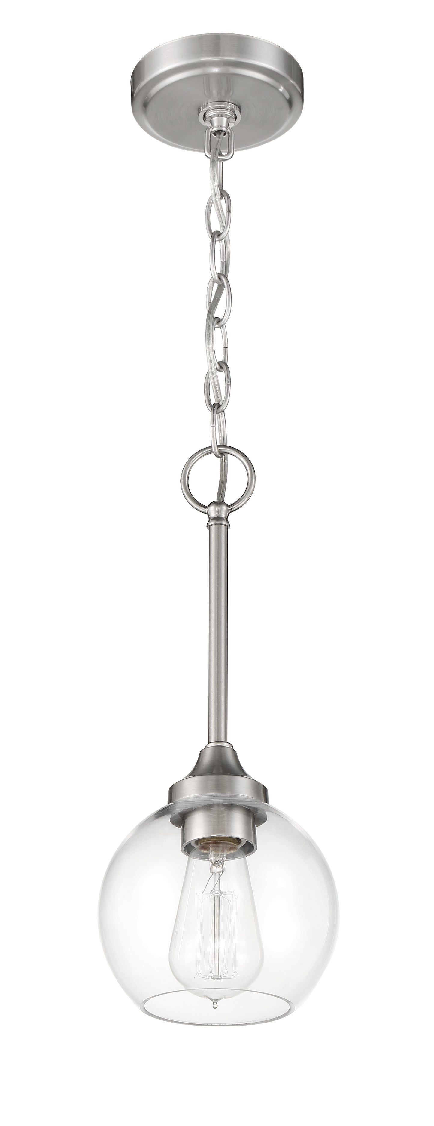56291-BNK - Glenda 1 Light 6" Wide Mini Pendant - Brushed Nickel