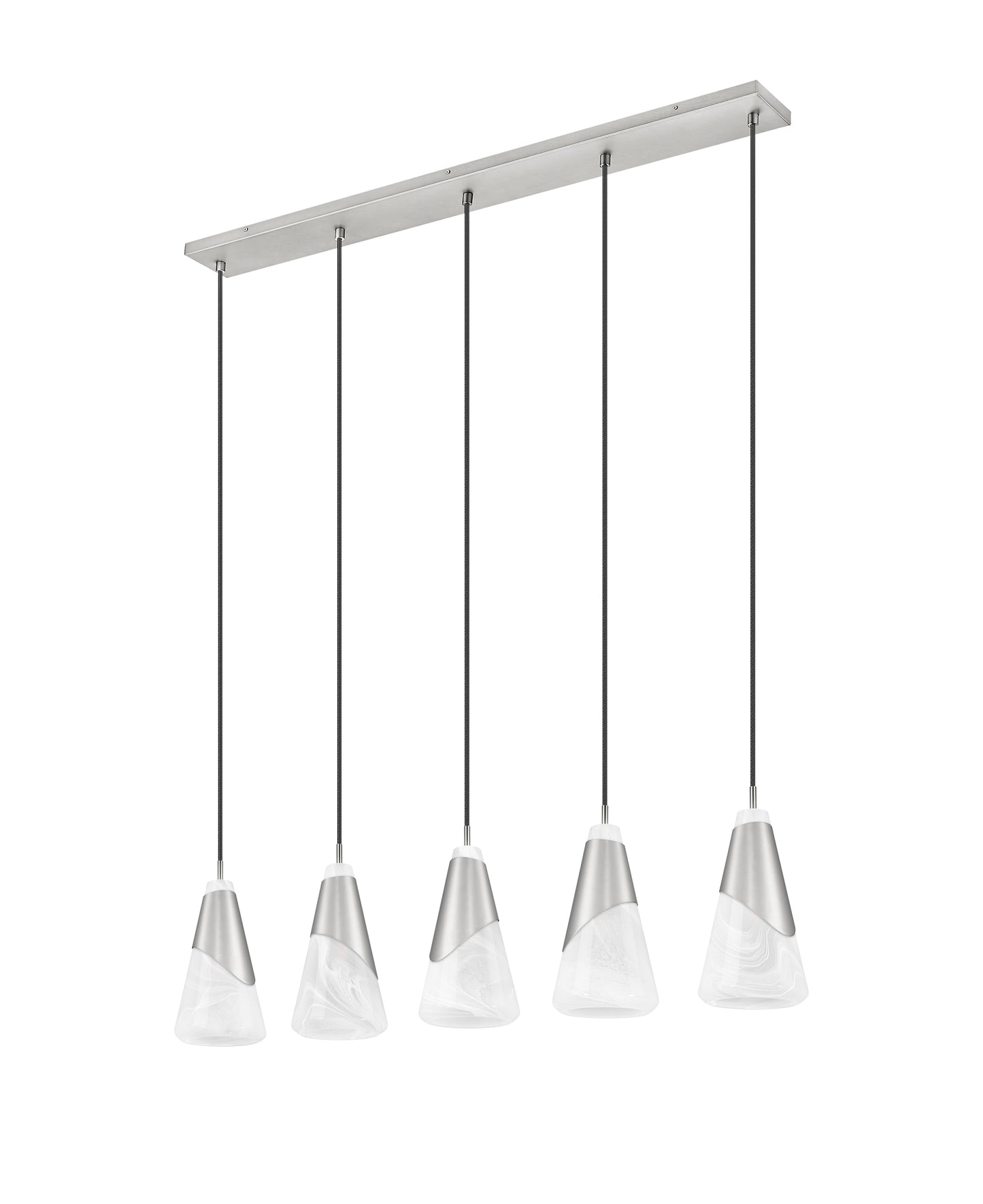 828P6-5L-BN - Aimie 5 Light Linear 42" Chandelier - Brushed Nickel