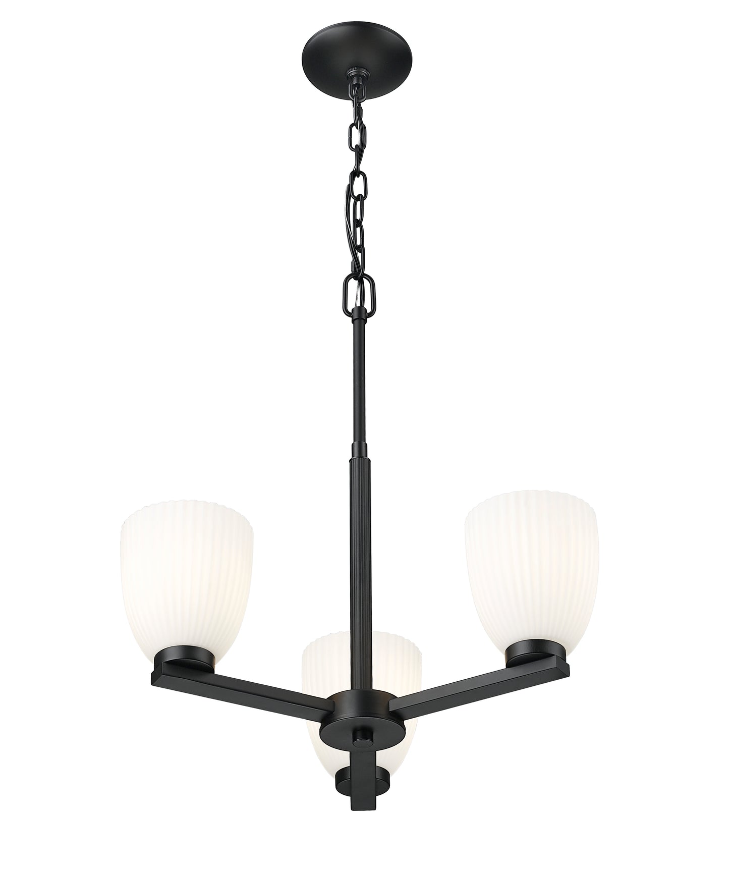 7518-3MB - Naya 3 Light 19" Chandelier - Matte Black