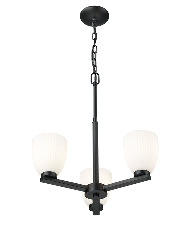 7518-3MB - Naya 3 Light 19" Chandelier - Matte Black