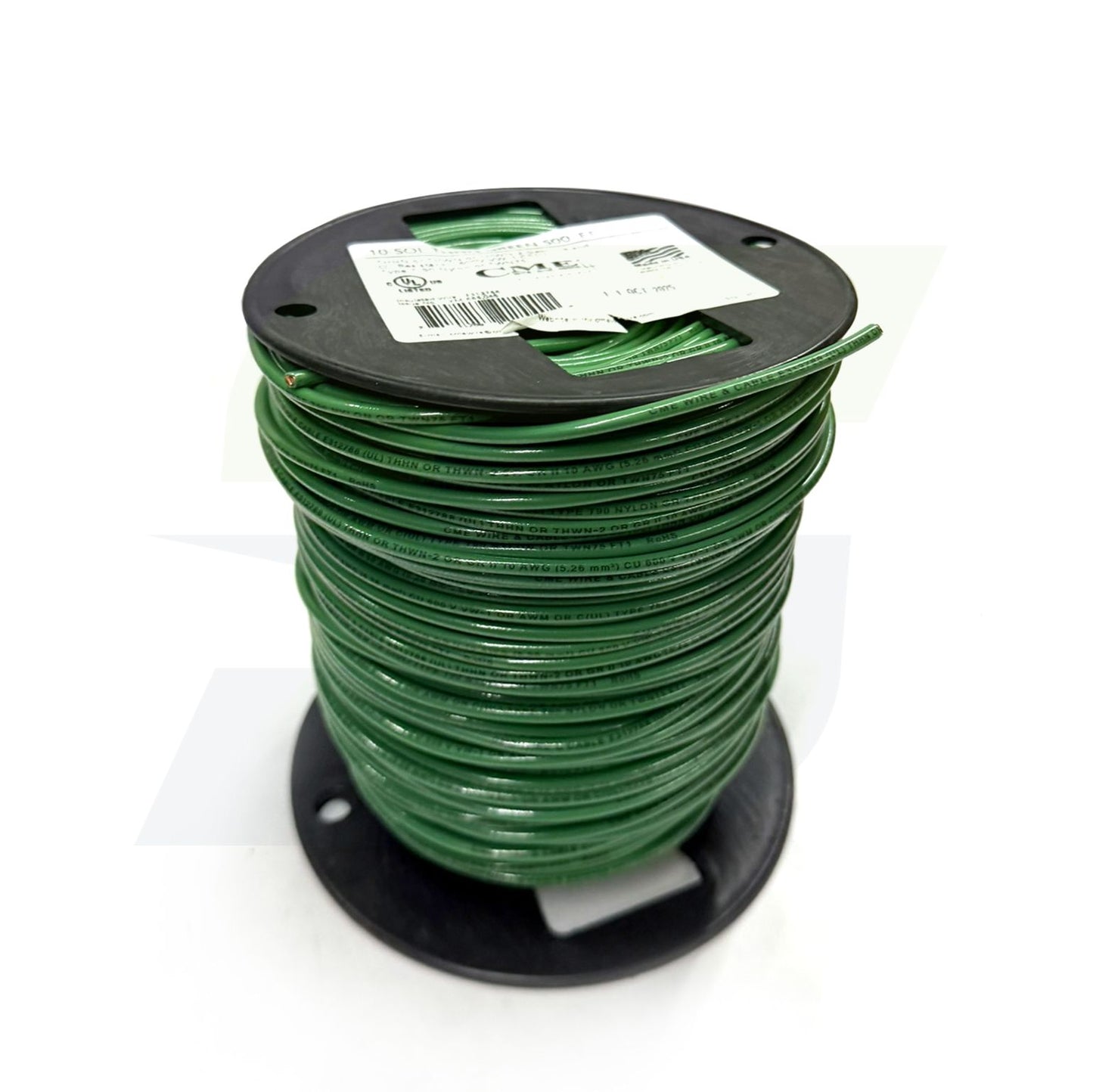 10 Gauge Solid Copper 600V THHN / THWN-2 Wire - Green Insulation - 500 ft Roll