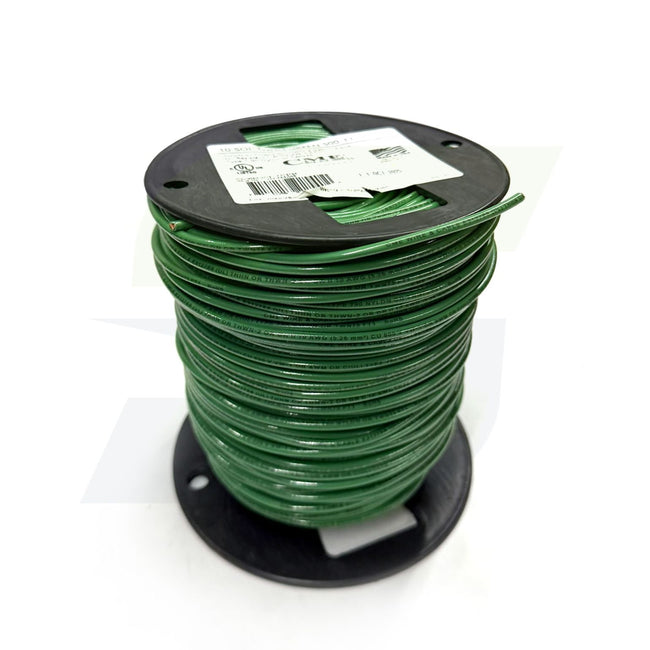 10 Gauge Solid Copper 600V THHN / THWN-2 Wire - Green Insulation - 500 ft Roll