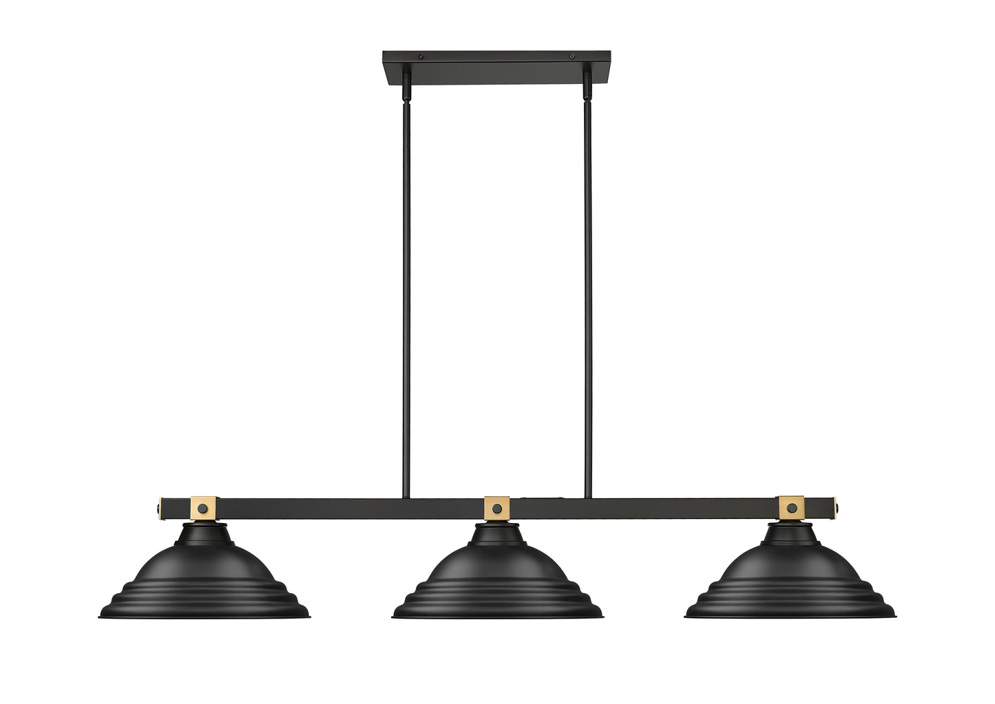 1955-3MB-RB-SMB - Bronte 3 Light 55" Billiard - Matte Black / Rubbed Brass