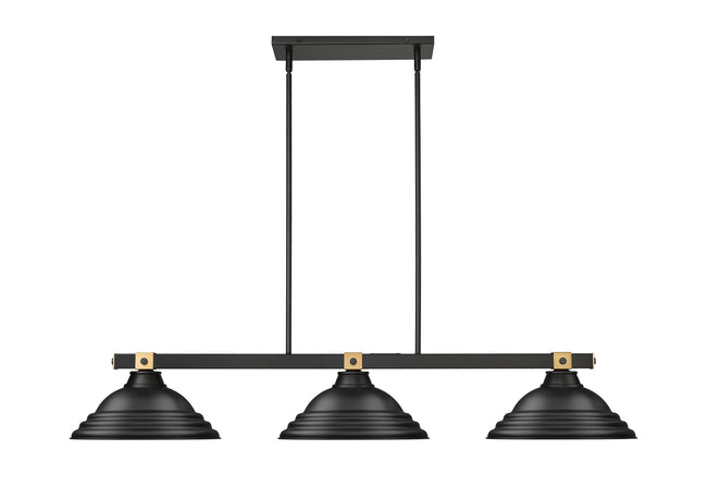 1955-3MB-RB-SMB - Bronte 3 Light 55" Billiard - Matte Black / Rubbed Brass