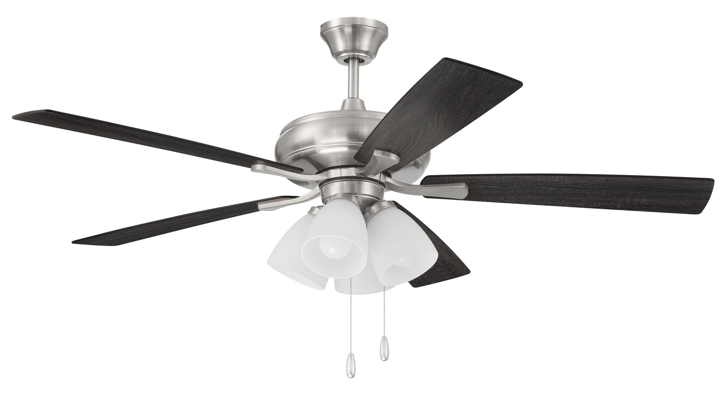 ECF114BNK5-BNGW - Eos Frost 4 Light 52" 5 Blade Ceiling Fan with Light Kit - Brushed Nickel