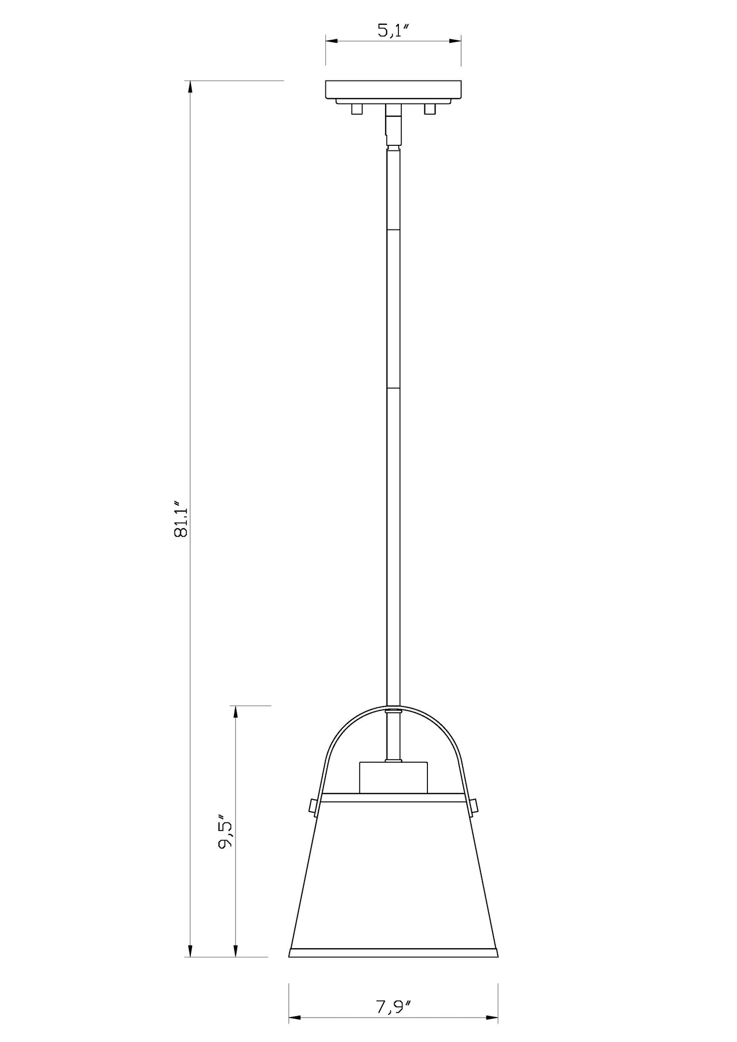 743P8-MB - Z-Studio 1 Light 8" Pendant - Matte Black