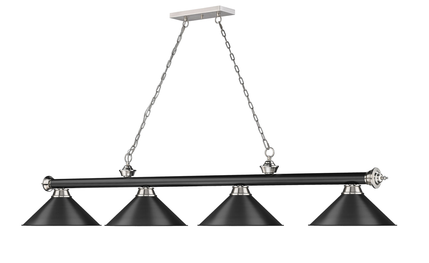 2306-4MB-BN-MB15 - Cordon 4 Light 81" Billiard - Matte Black / Brushed Nickel
