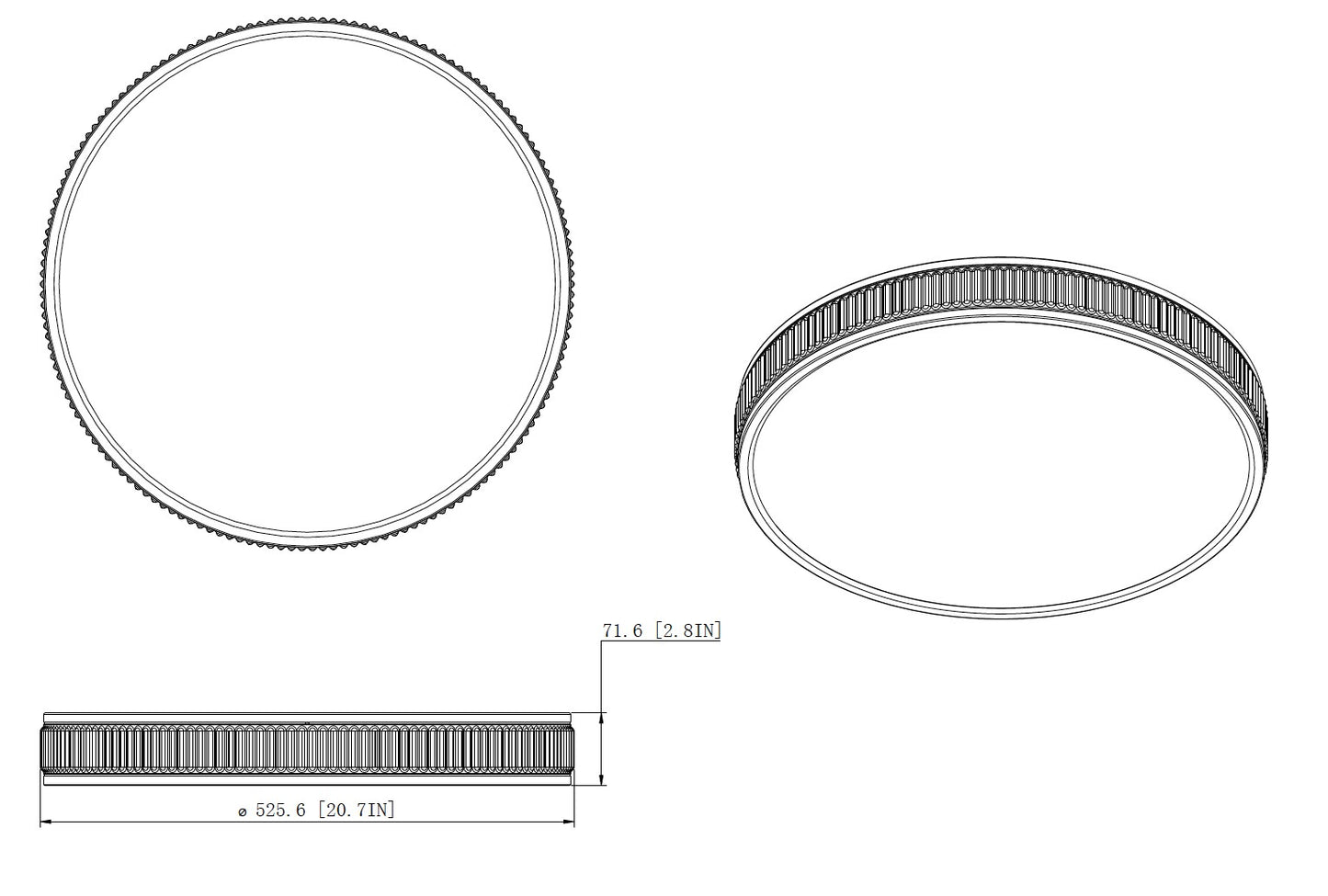 1013F20-MB-LED - Stari 1 Light Flush 21" Mount - Matte Black