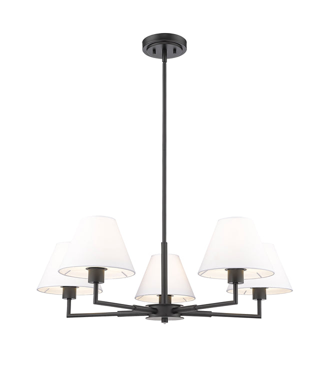 744-34R-MB - Leila 5 Light 34" Chandelier - Matte Black