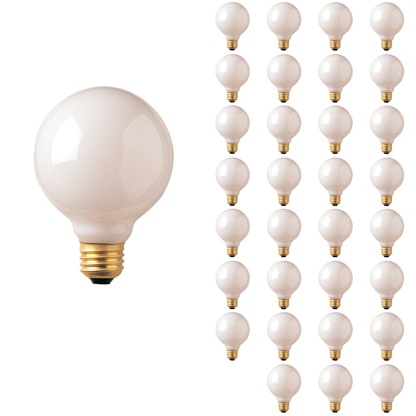 393002 - Dimmable White G25 Incandescent Light Bulb - 25 Watt - 2700K - 24 Pack