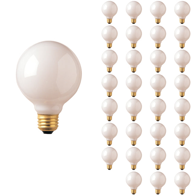 393002 - Dimmable White G25 Incandescent Light Bulb - 25 Watt - 2700K - 24 Pack