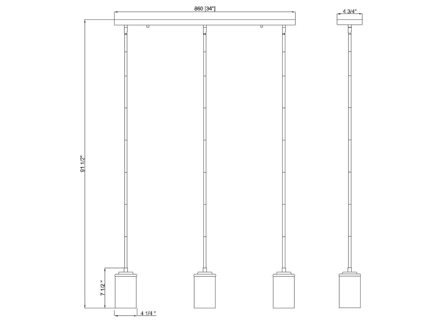 742MP-3BN - Thayer 3 Light 5" Pendant - Brushed Nickel