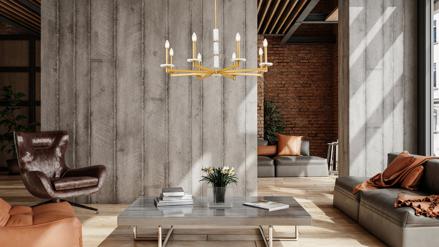 3045-8MGLD - Kaden 8 Light 36" Chandelier - Modern Gold