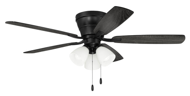 WHL52FB5C3 - Wheeler 52 3-Light 52" 5 Blade Ceiling Fan with Light Kit - Flat Black