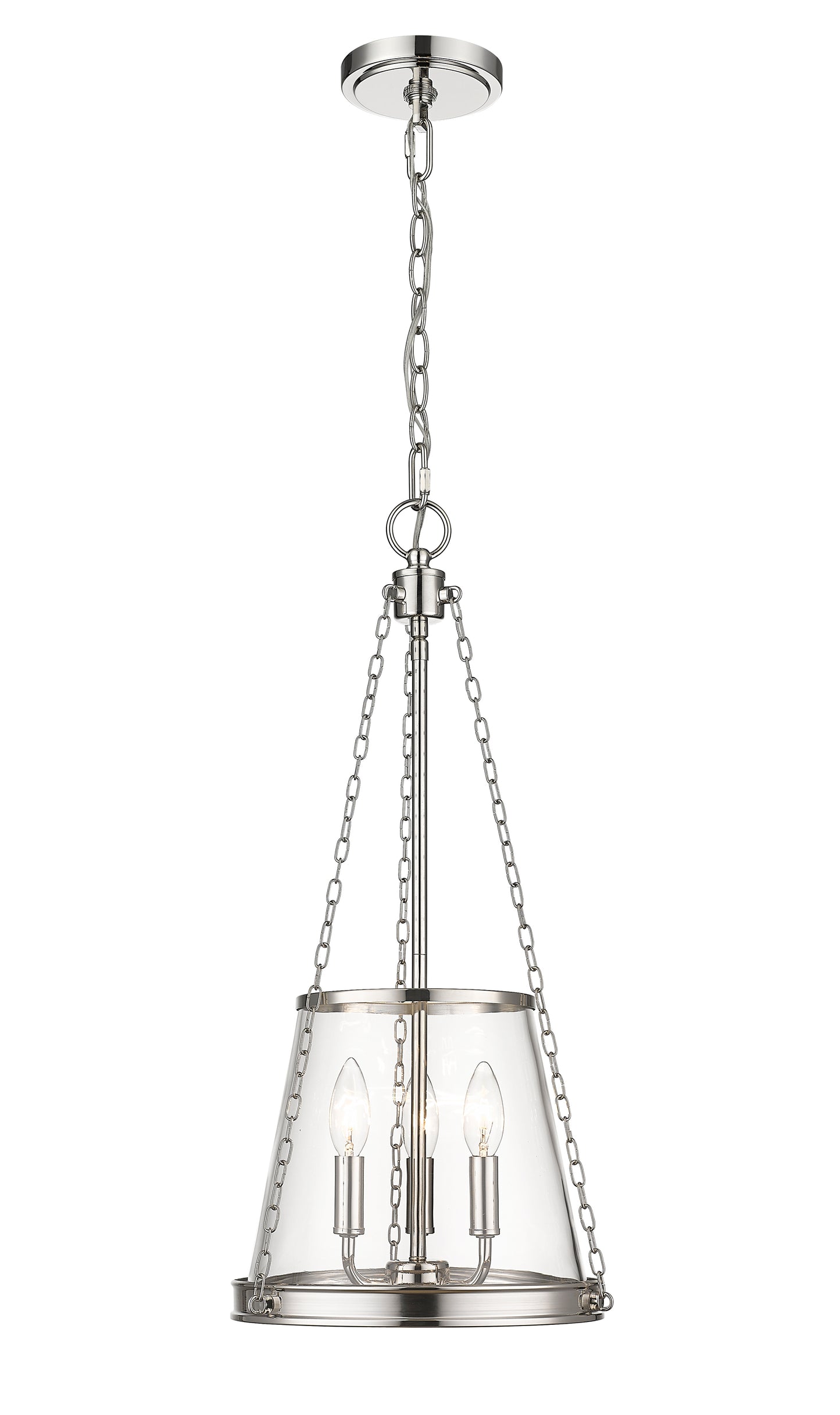 341P12-PN - Prescott 3 Light 12" Pendant - Polished Nickel