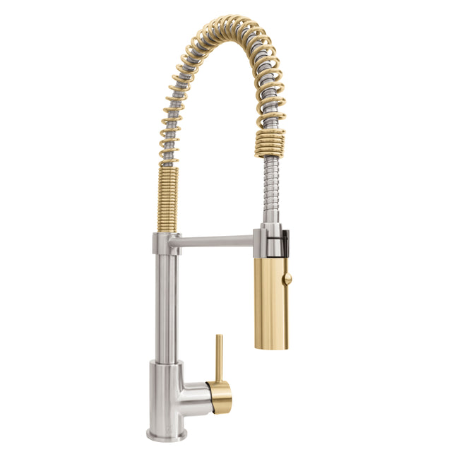SRA-KF-ZBNCB - Autograph Edition Sierra Pull Down Spring Single Handle Kitchen Faucet in Brushed Nickel and Champagne Bronze