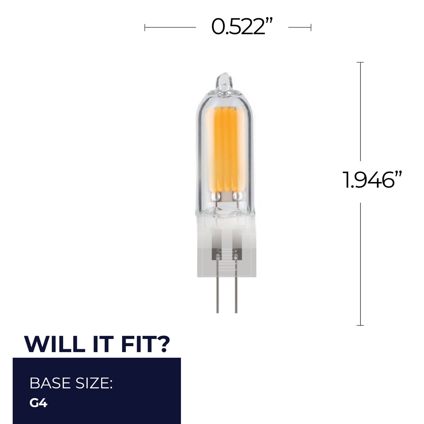 770650 - 12V Dimmable T5 Clear Glass Bi-Pin - 1.8 Watt - 3000K - 4 Pack