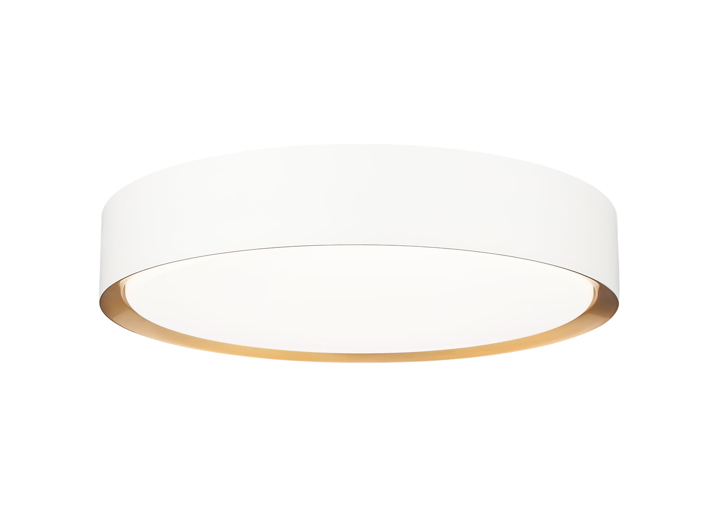 1014F16-MW-MGLD-LED - Kawan 1 Light Flush 16" Mount - Matte White / Modern Gold