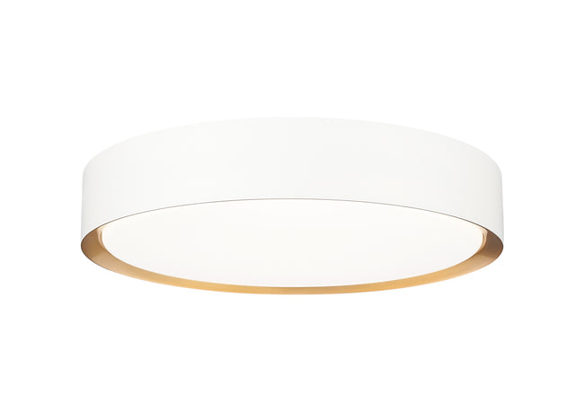 1014F16-MW-MGLD-LED - Kawan 1 Light Flush 16" Mount - Matte White / Modern Gold