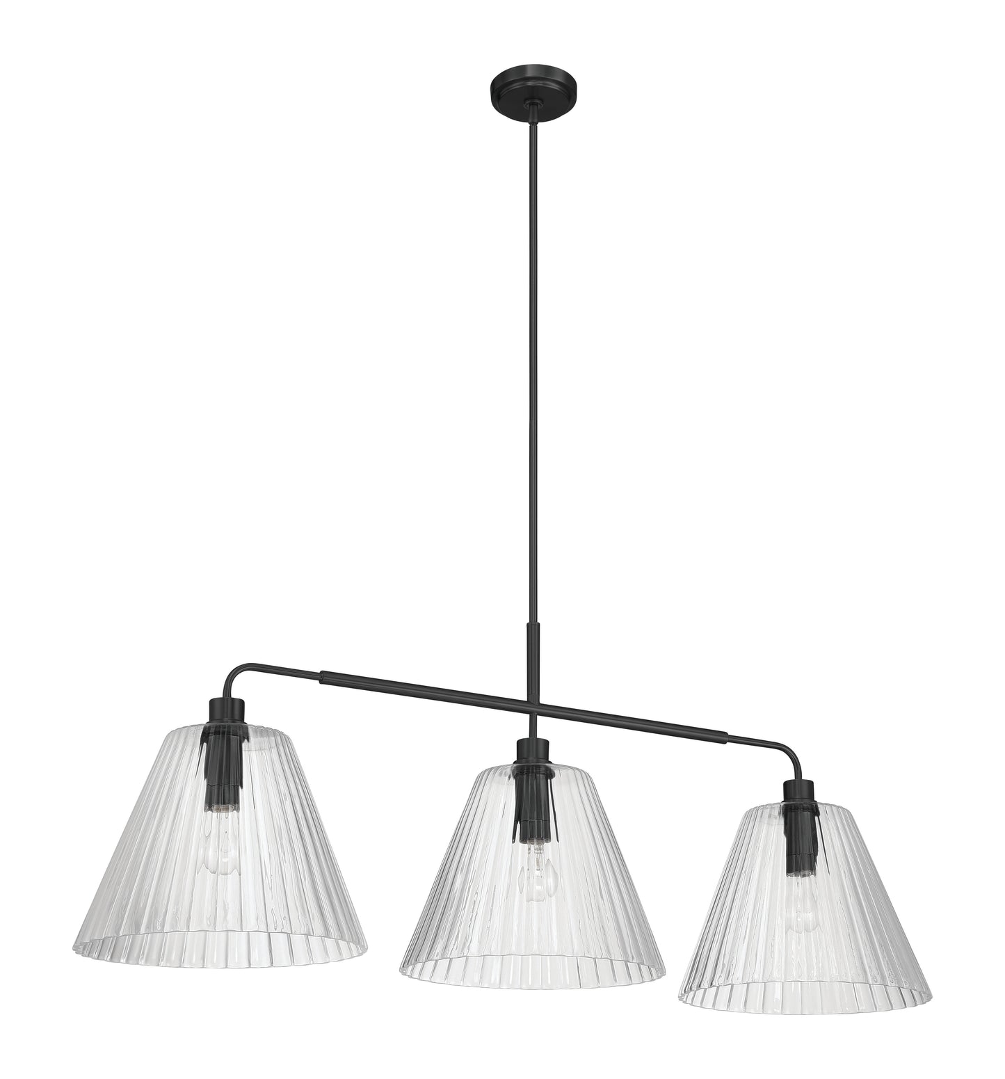 61173-FB - Pleated 3 Light 14" Wide Island Light - Flat Black
