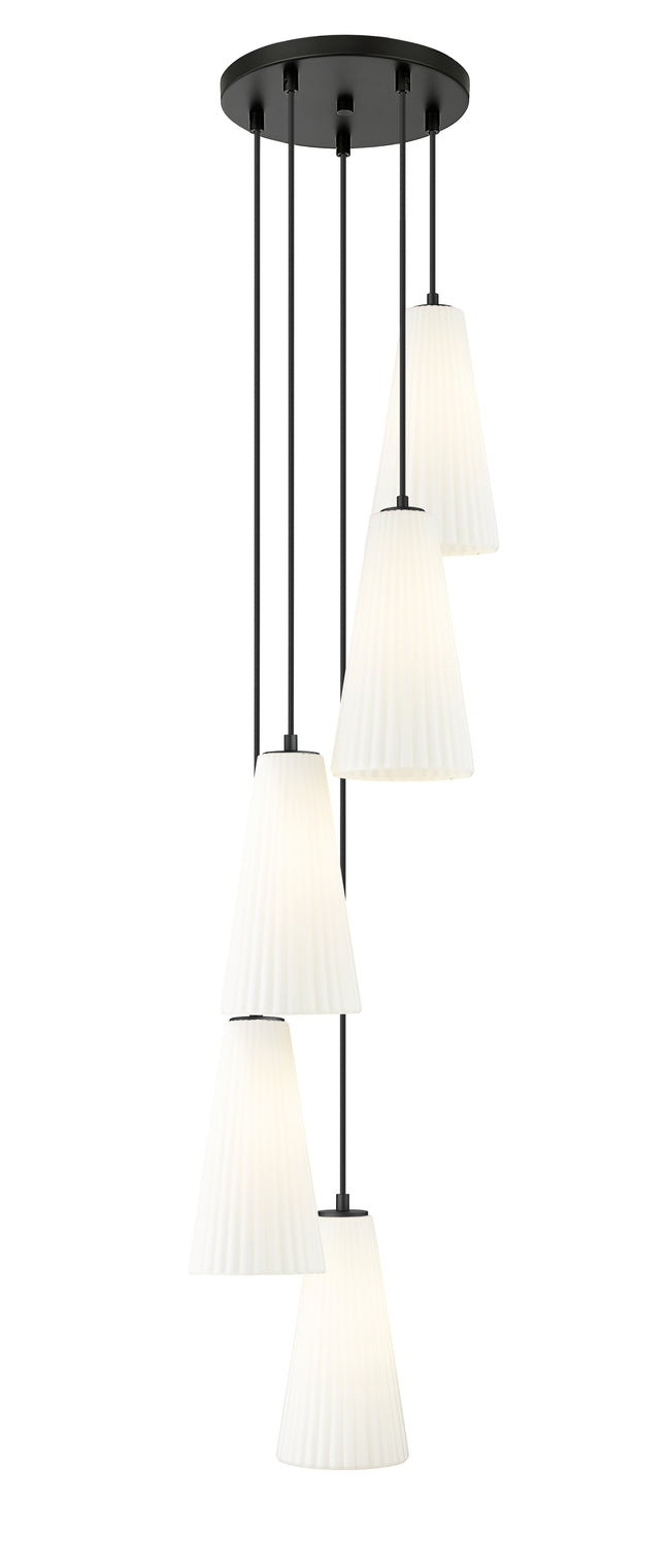 3043P7-5R-MB - Farrell 5 Light 12" Chandelier - Matte Black