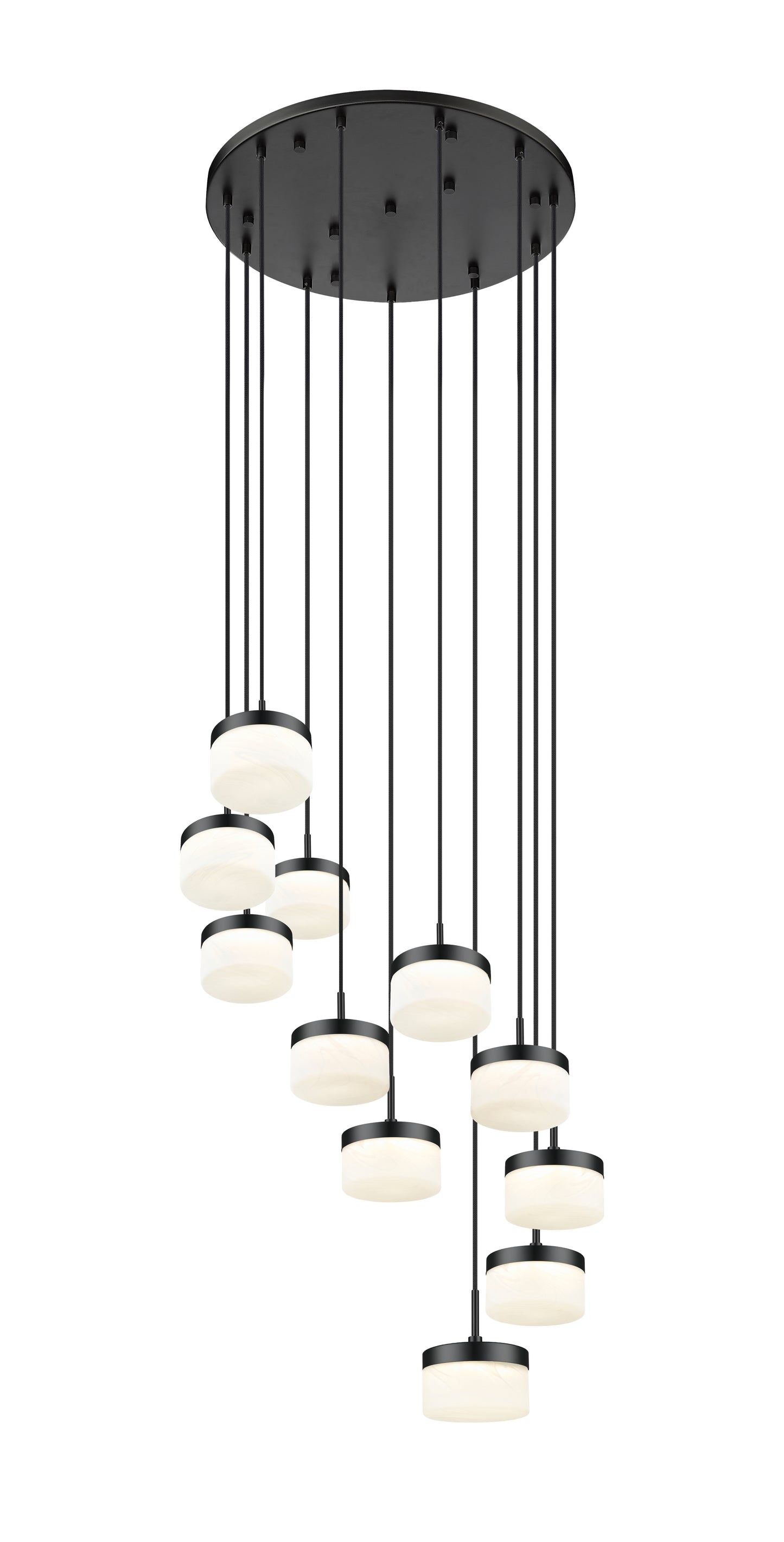 827P6-11R-MB-LED - Renaud 11 Light 28" Chandelier - Matte Black