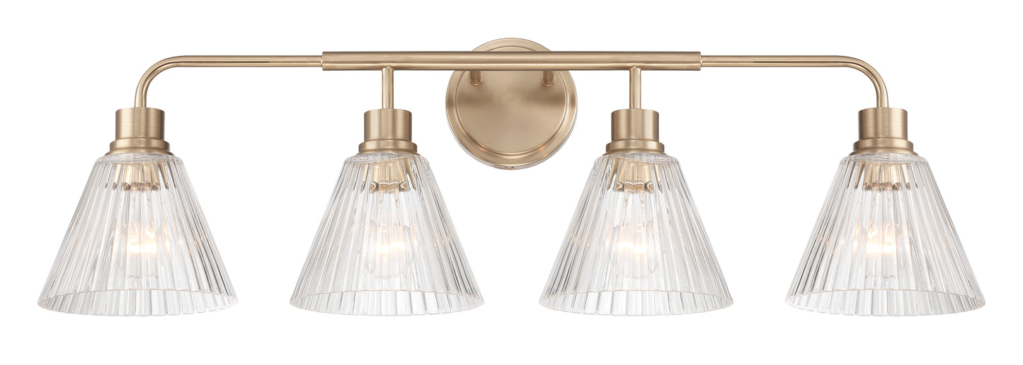 61104-CPZ - Pleated 4 Light 34" Wide Vanity Light - Premium Bronze