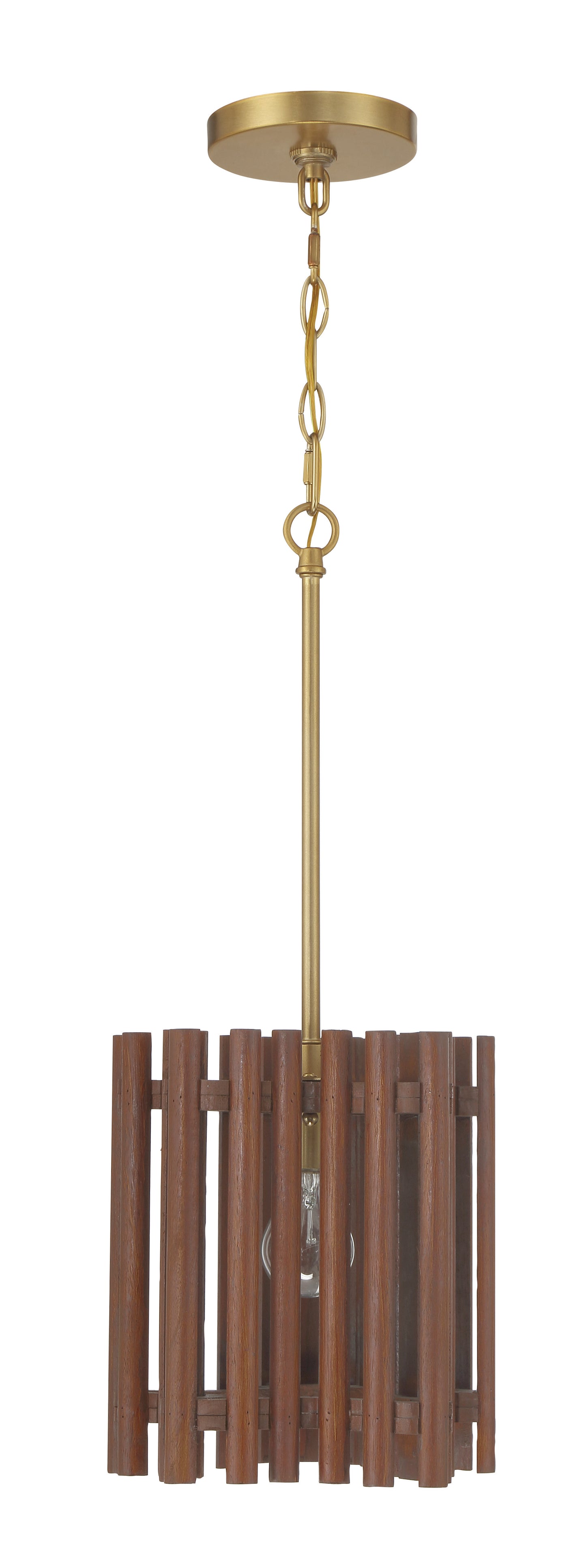 58491-SBWAL - Freeform 1 Light 9.5" Wide Pendant - Satin Brass / Walnut