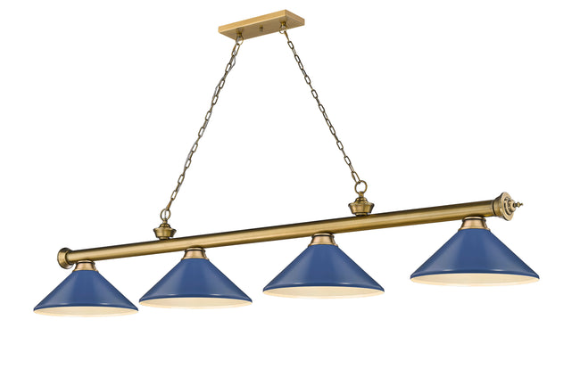 2306-4RB-MNB - Cordon 4 Light 82" Billiard - Rubbed Brass