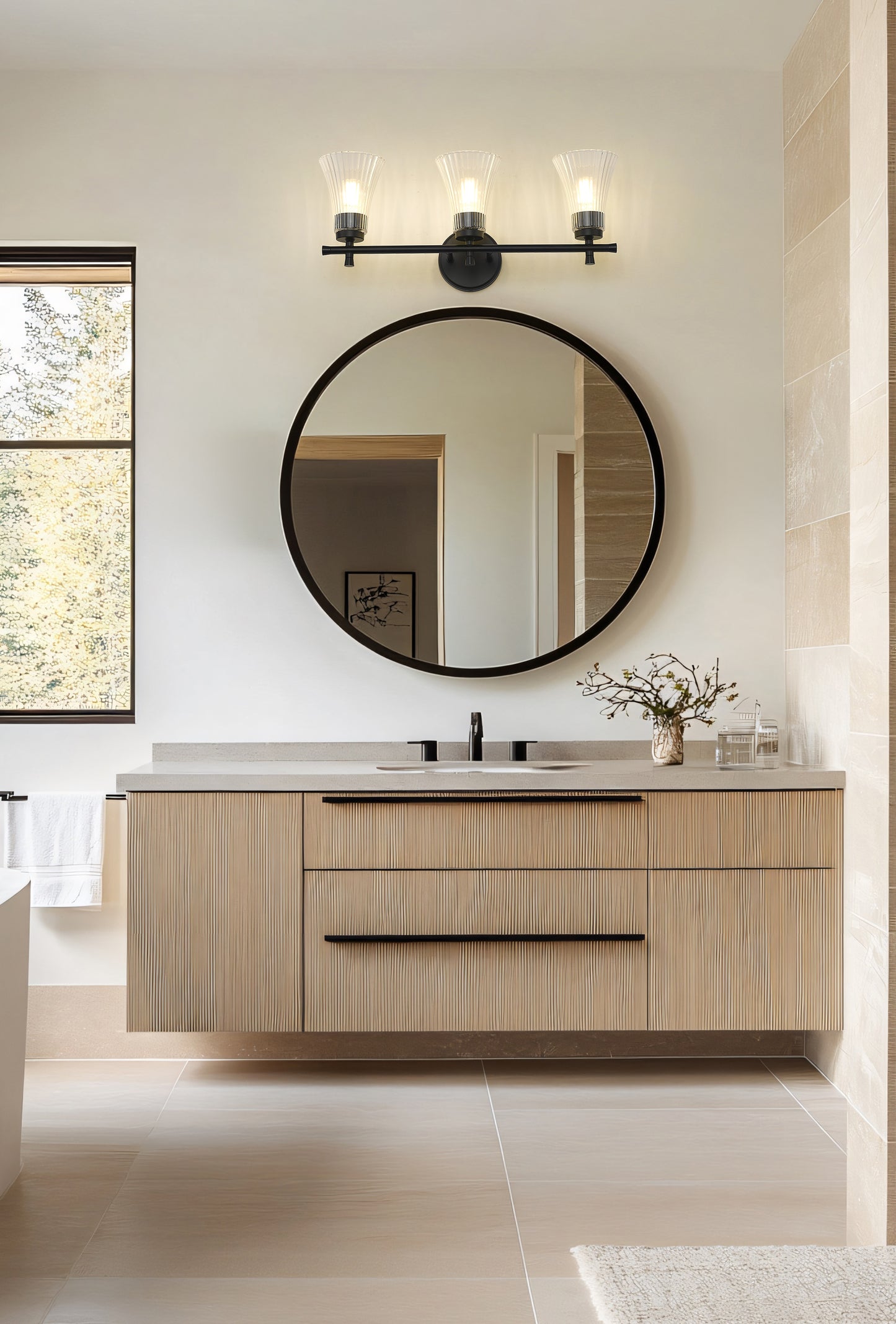 7519-3V-MB - Belle 3 Light 24" Vanity - Matte Black