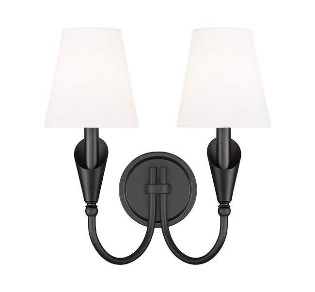 4014-2S-MB - Claudelle 2 Light Wall 14" Sconce - Matte Black