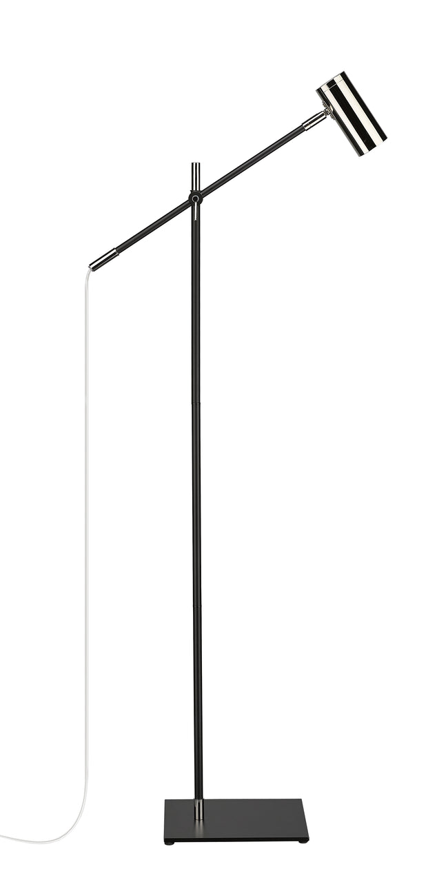 814FL-MB-PN - Calumet 1 Light Floor 48" Lamp - Matte Black / Polished Nickel