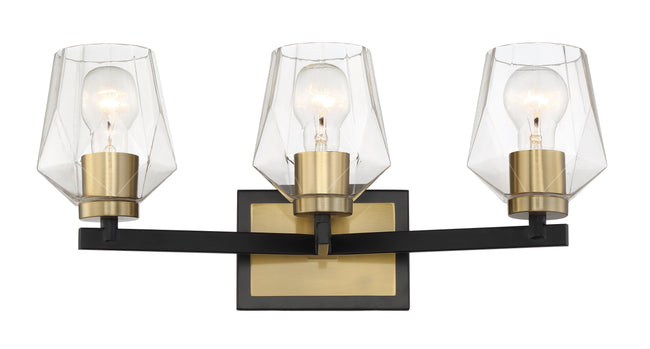 56903-FBSB - Avante Grand 3 Light 20" Wide Vanity Light - Flat Black / Satin Brass