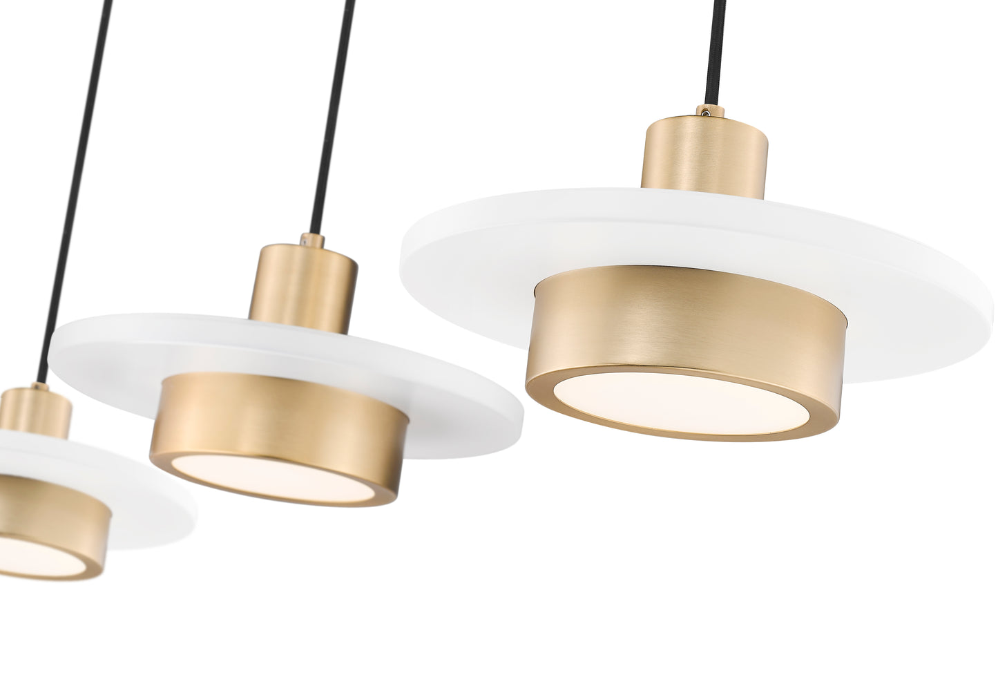 829P12-3L-MW-MGLD-LE - Ludo 3 Light Linear 52" Chandelier - Matte White / Modern Gold