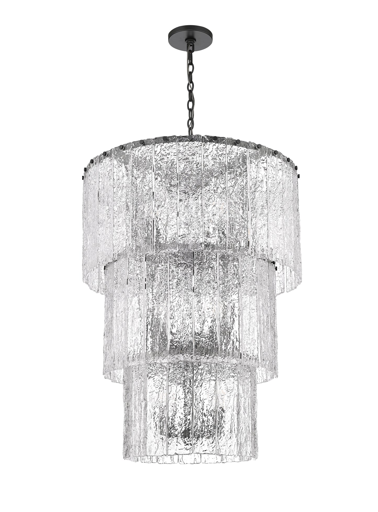 1943-36MB - Glacier 12 Light 28" Chandelier - Matte Black