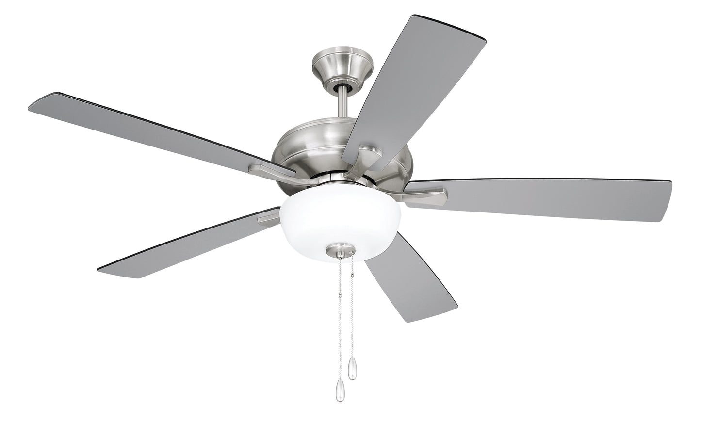 ECF211BNK5-BNGW - EOS 2 Light Frosted White Bowl 52" Ceiling Fan 52" 5 Blade Ceiling Fan with Light Kit - Brushed Nickel