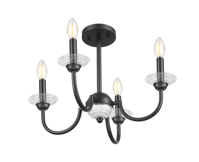 352-4SF-MB - Allistair 4 Light Semi Flush 20" Mount - Matte Black