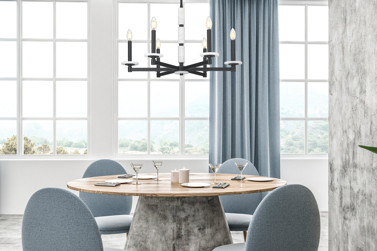 3045-6MB - Kaden 6 Light 28" Chandelier - Matte Black