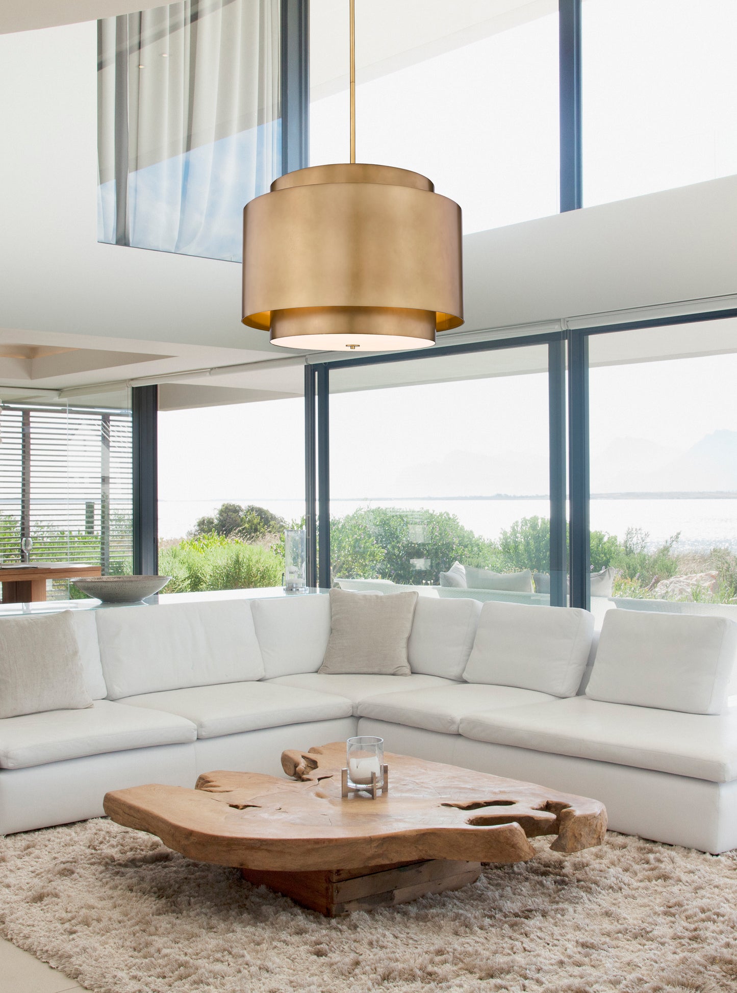 739P32-RB - Harlech 4 Light 32" Chandelier - Rubbed Brass
