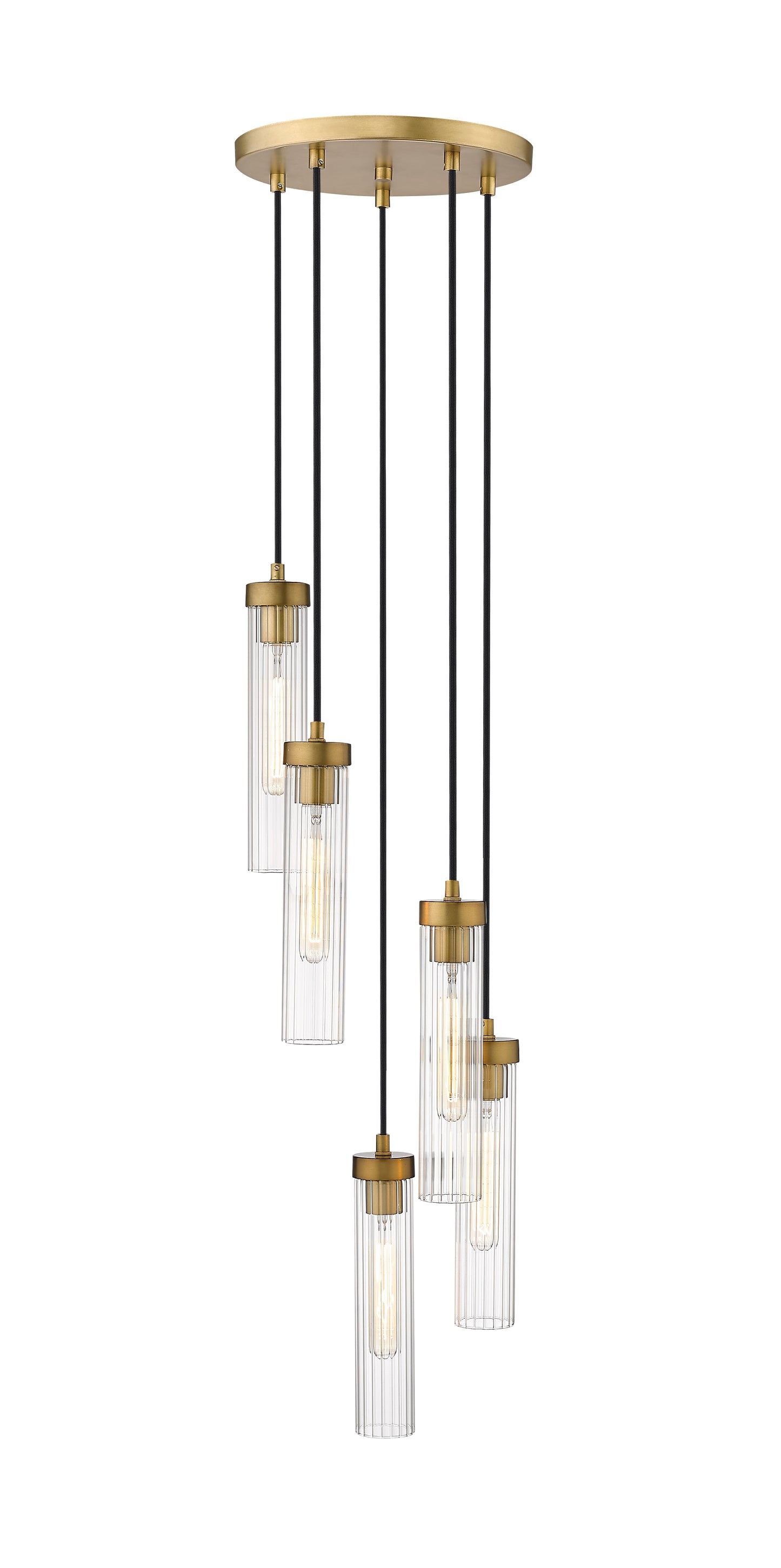 740P-5R-RB - Beau 5 Light 12" Chandelier - Rubbed Brass