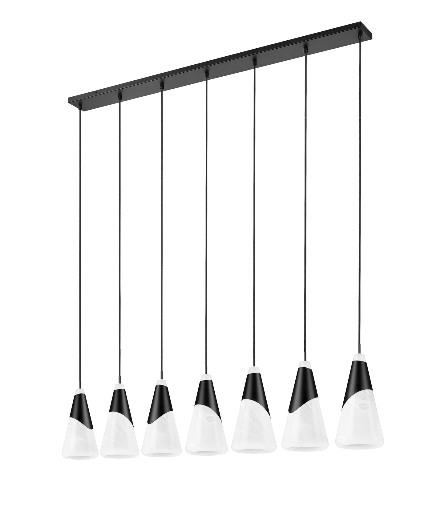 828P7-7L-MB - Aimie 7 Light Linear 54" Chandelier - Matte Black