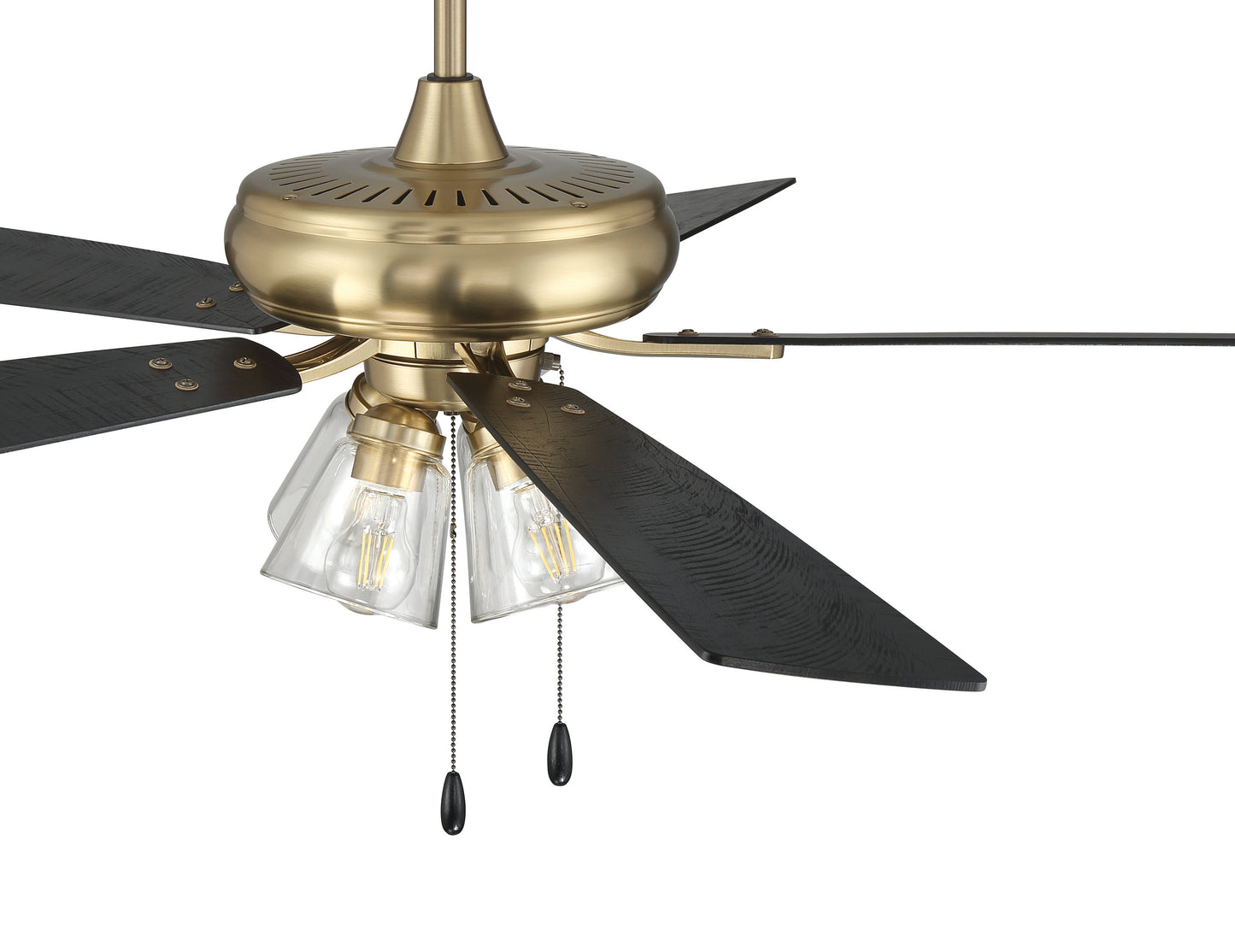 ECF104SB5-BWNFB - Eos Clear 4 Light 52" 5 Blade Ceiling Fan with Light Kit - Satin Brass