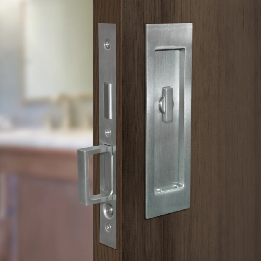 7035/L.26 - Large Rectangle Privacy Pocket Door Mortise Lock - Polished Chrome