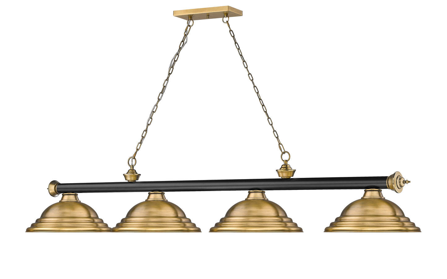 2306-4MB-RB-SRB - Cordon 4 Light 82" Billiard - Matte Black / Rubbed Brass