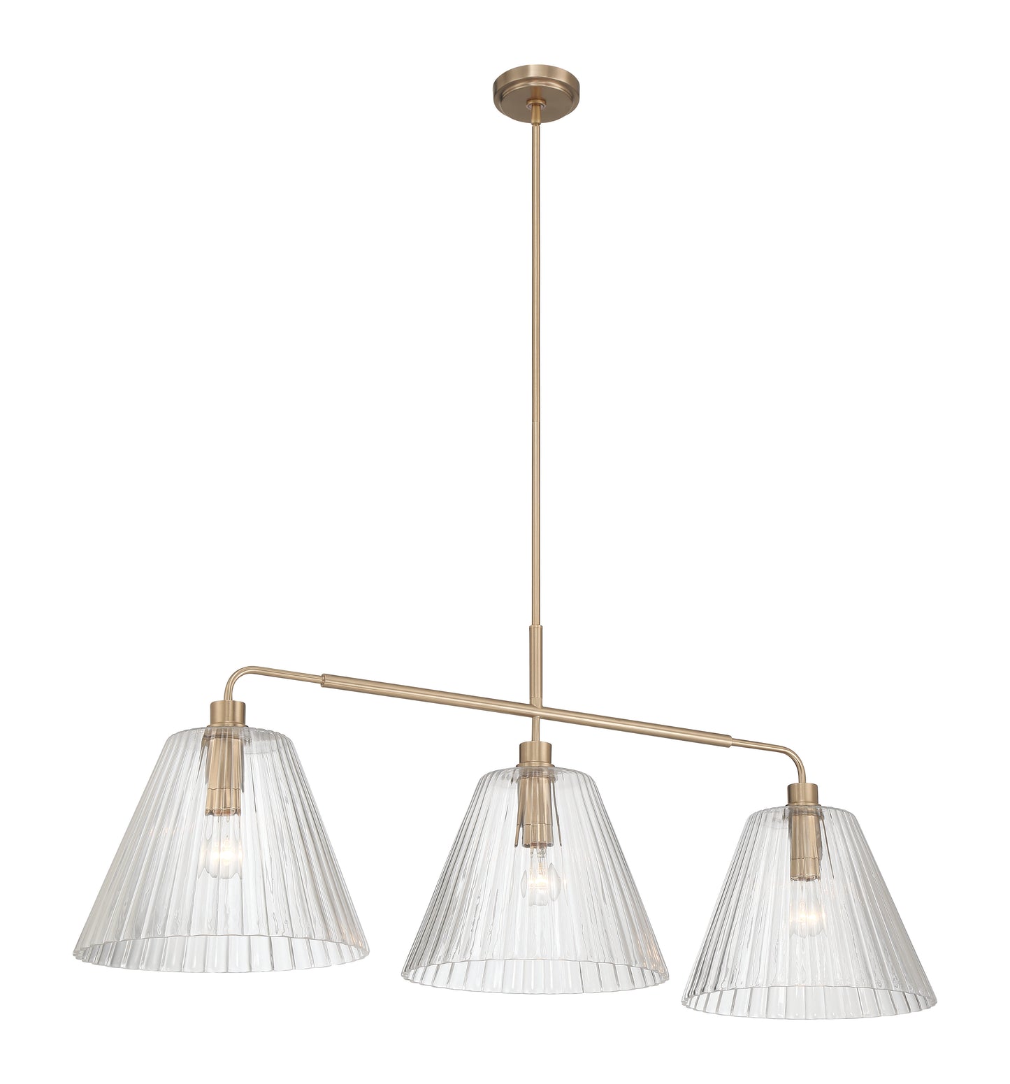 61173-CPZ - Pleated 3 Light 14" Wide Island Light - Premium Bronze